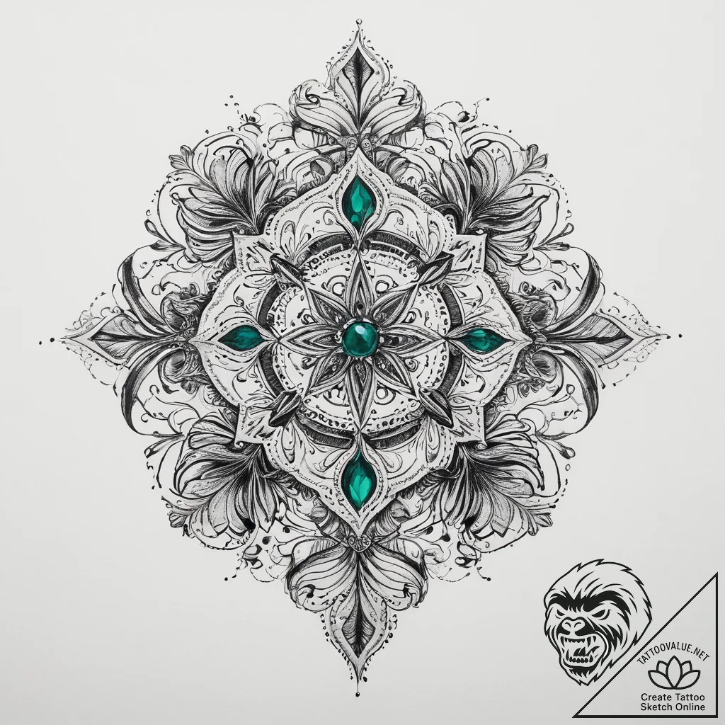 Tattoo sketch emerald, tattoo sketch design,... - tattoo sketch (№1759675211_0, 05.10.2025 14:40) — tattoovalue.net