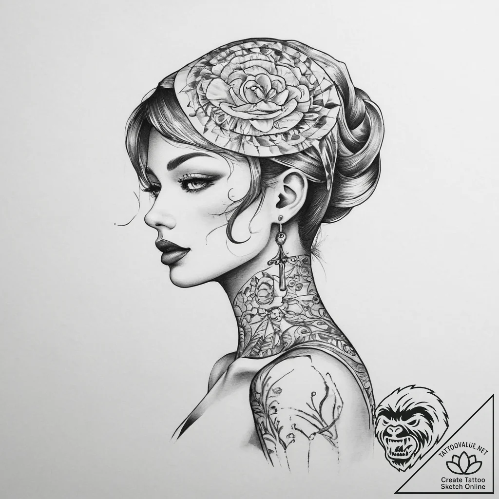 Tattoo sketch mannequin with a quote, concept... - tattoo sketch (№1759675428_0, 05.10.2025 14:43) — tattoovalue.net