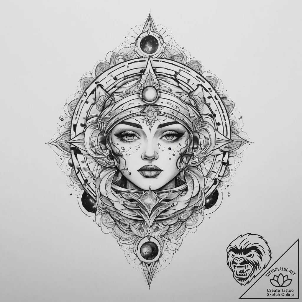 Tattoo sketch cosmic domain, tattoo line art,... - tattoo sketch (№1759676511_0, 05.10.2025 15:01) — tattoovalue.net