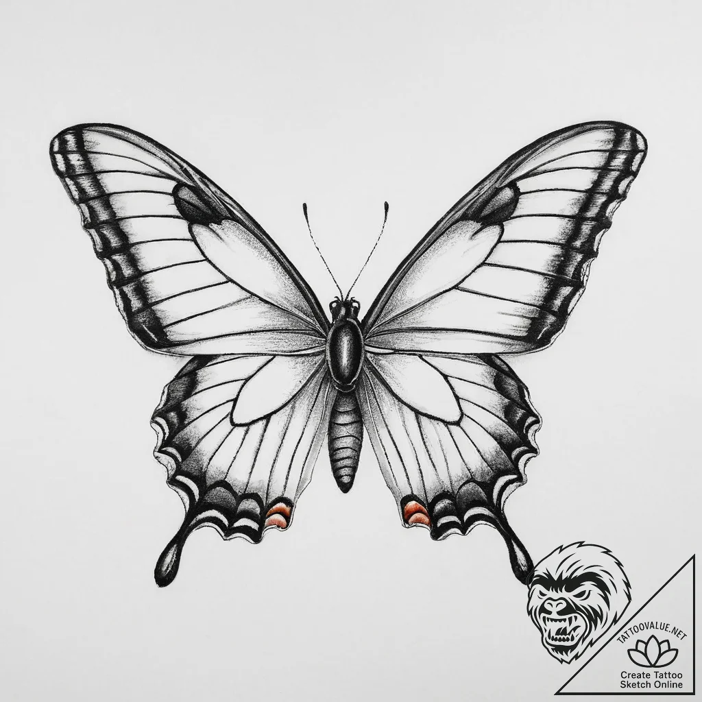 Tattoo sketch swallowtail butterfly, tattoo d... - tattoo sketch (№1759676727_0, 05.10.2025 15:05) — tattoovalue.net