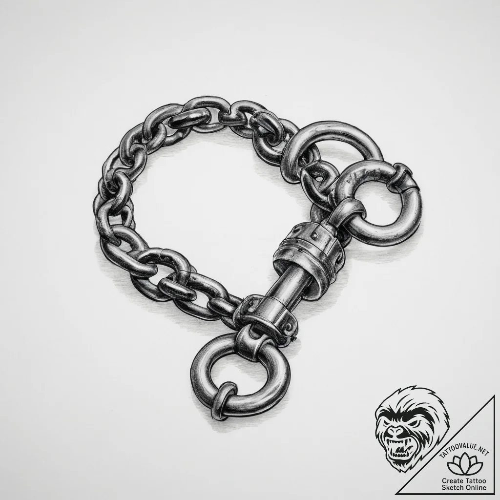 Tattoo sketch shackles with a key - tattoo sketch (№1759678891_0, 05.10.2025 15:41) — tattoovalue.net