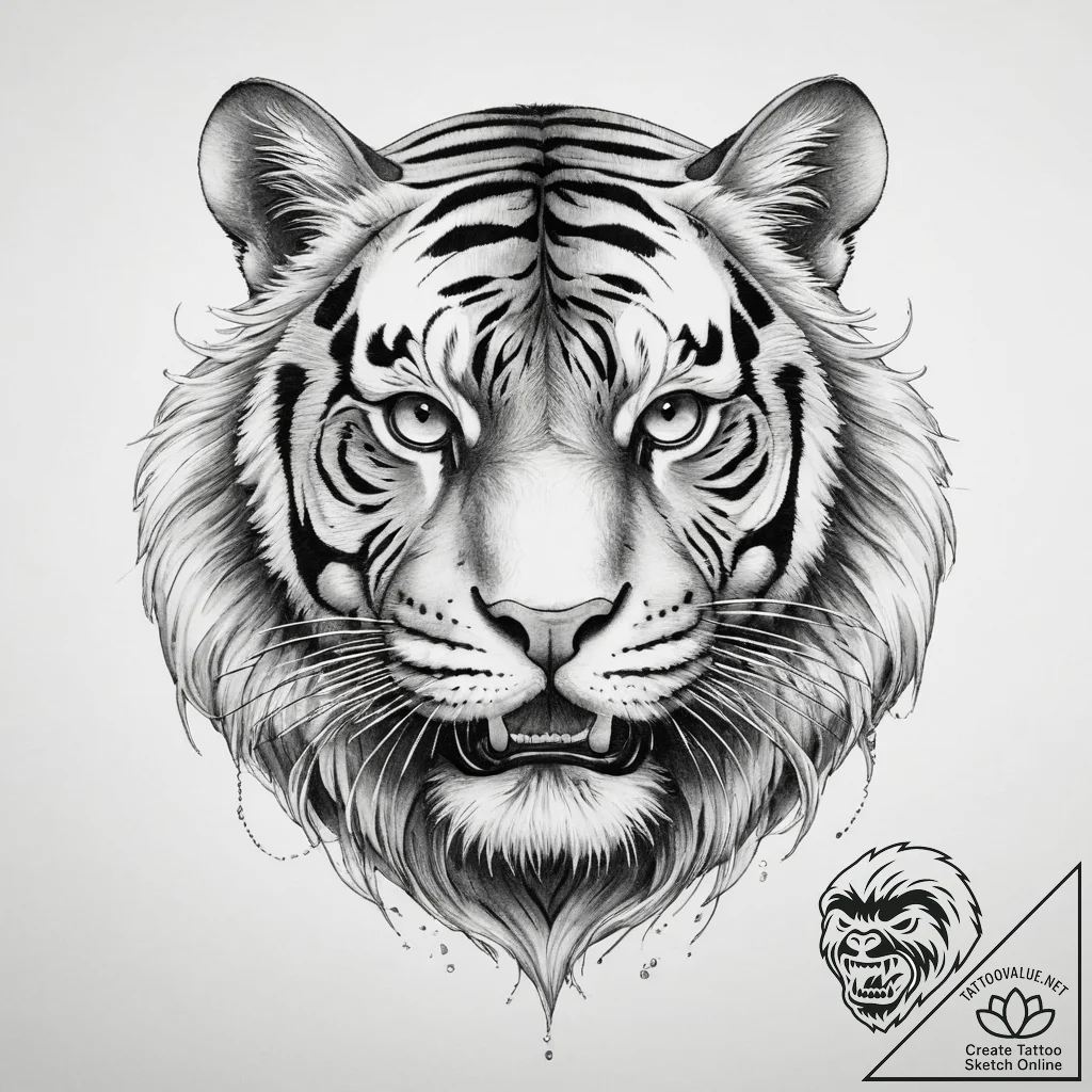 Tattoo sketch irezumi тигр - tattoo sketch (№1759679766_0, 05.10.2025 15:56) — tattoovalue.net