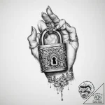 Tattoo hands with a lock – tattoo sketch (№1759679982_0, 05.10.2025 15:59) — tattoovalue.net