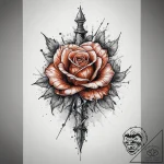 Tattoo sketch a rose with a dagger, tattoo li… – tattoo sketch (№1759680200_0, 05.10.2025 16:03) — tattoovalue.net