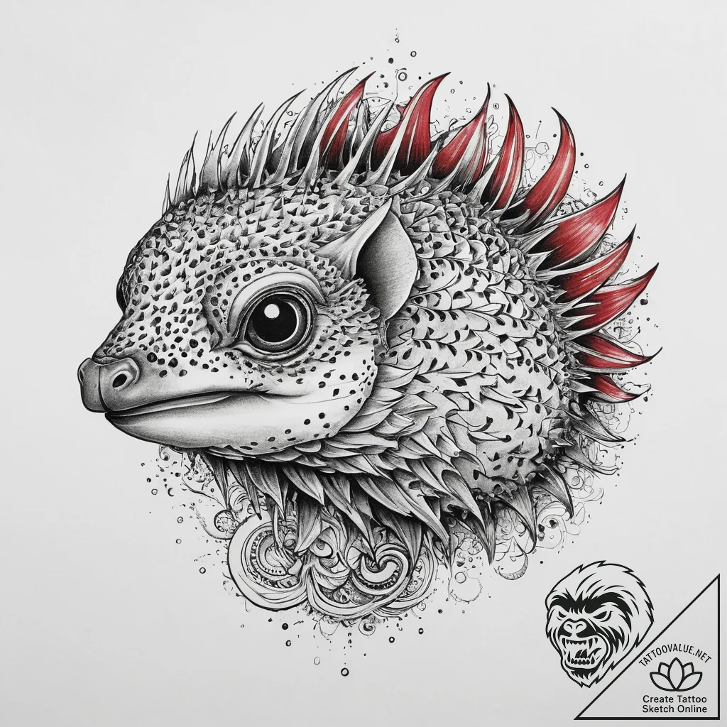 Tattoo sketch porcupinefish, concept art for... - tattoo sketch (№1759680848_0, 05.10.2025 16:14) — tattoovalue.net