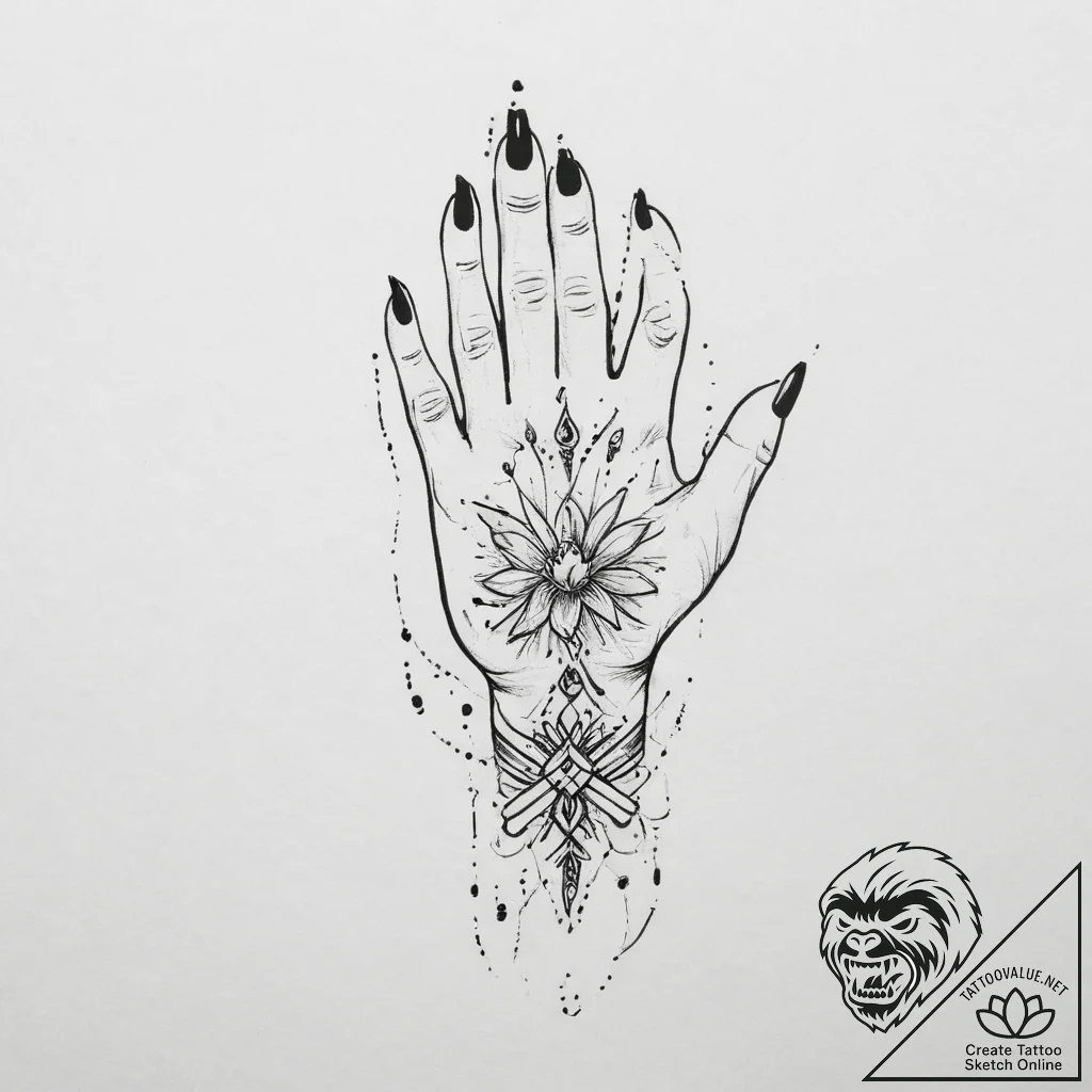 Tattoo sketch hands with a needle, tattoo ske... - tattoo sketch (№1759681498_0, 05.10.2025 16:24) — tattoovalue.net