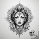 Tattoo sketch blessed portrayal – tattoo sketch (№1759681714_0, 05.10.2025 16:28) — tattoovalue.net