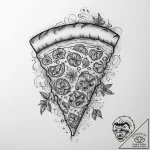 Tattoo sketch oregano with a pizza slice, art… – tattoo sketch (№1759683268_0, 05.10.2025 16:54) — tattoovalue.net