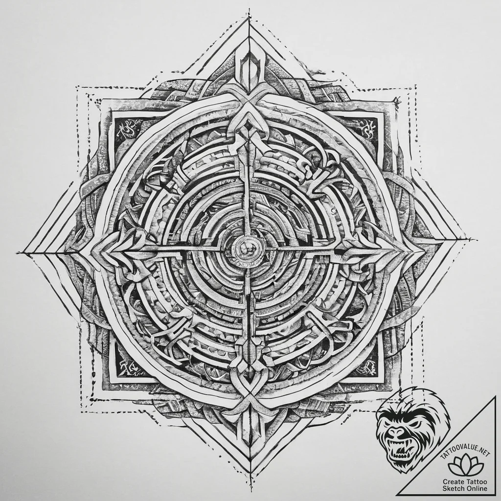 Tattoo sketch labyrinth, artistic tattoo sket... - tattoo sketch (№1759686393_0, 05.10.2025 17:46) — tattoovalue.net