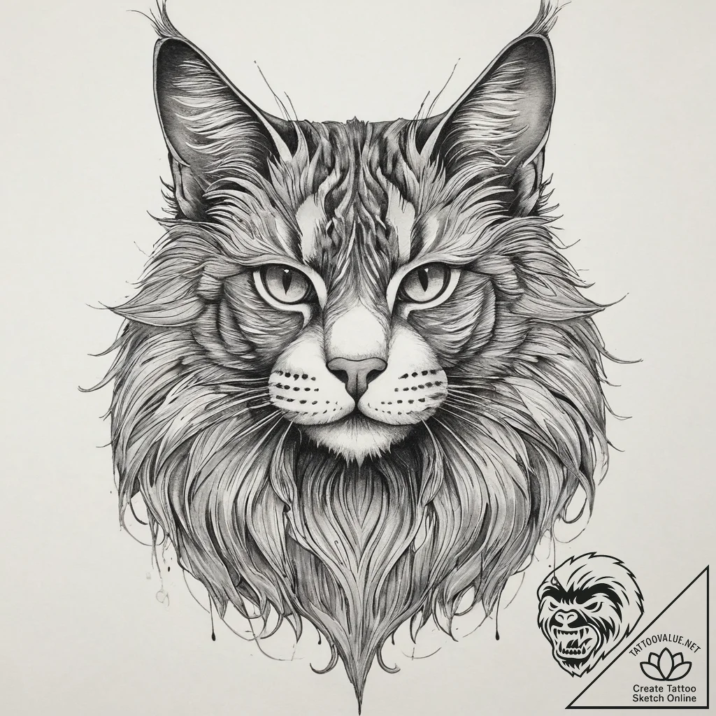 Tattoo sketch maine coon, ink illustration fo... - tattoo sketch (№1759687534_0, 05.10.2025 18:05) — tattoovalue.net