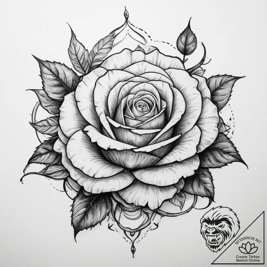 Tattoo sketch rose with a snake - tattoo sketch (№1759687966_0, 05.10.2025 18:12) — tattoovalue.net
