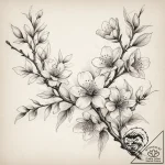 Tattoo sketch peach blossom branch, concept a… – tattoo sketch (№1759688618_0, 05.10.2025 18:23) — tattoovalue.net