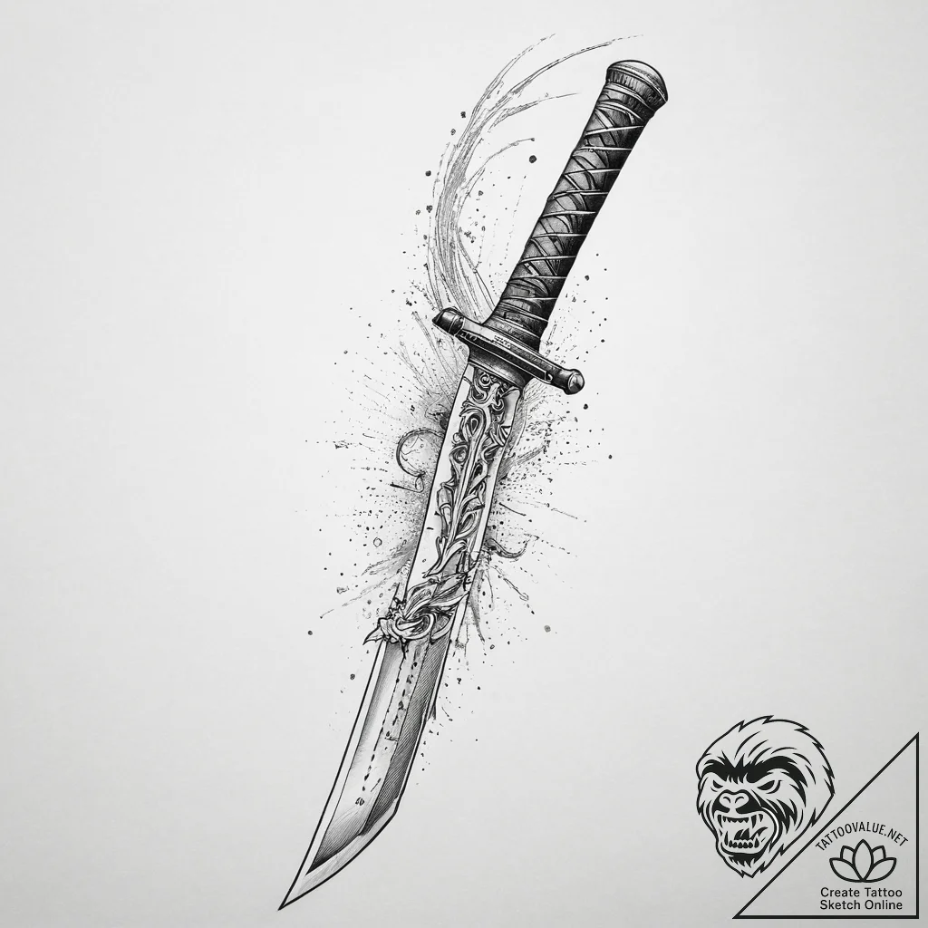 Tattoo sketch катана, ink illustration for ta... - tattoo sketch (№1759689713_0, 05.10.2025 18:41) — tattoovalue.net