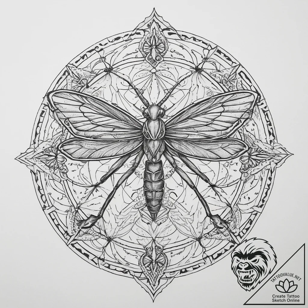 Tattoo sketch praying mantis, artistic tattoo... - tattoo sketch (№1759691453_0, 05.10.2025 19:10) — tattoovalue.net
