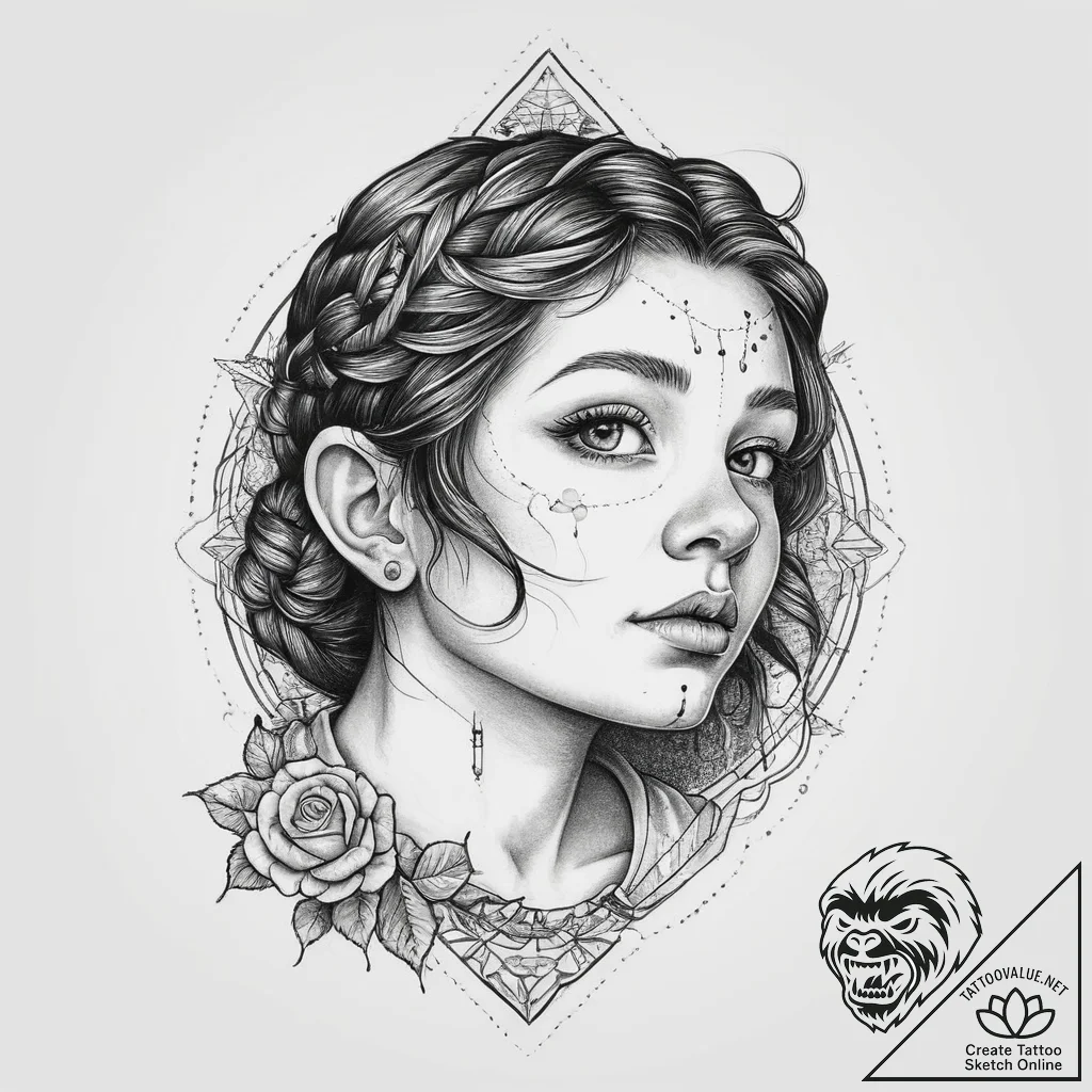 Tattoo sketch halfling courage, ink illustrat... - tattoo sketch (№1759691891_0, 05.10.2025 19:18) — tattoovalue.net