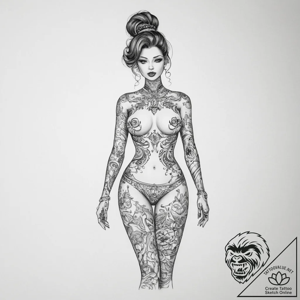 Tattoo sketch doll making a doll body - tattoo sketch (№1759692326_0, 05.10.2025 19:25) — tattoovalue.net