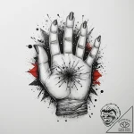Tattoo sketch hands with a brush, tattoo flas… – tattoo sketch (№1759692542_0, 05.10.2025 19:29) — tattoovalue.net