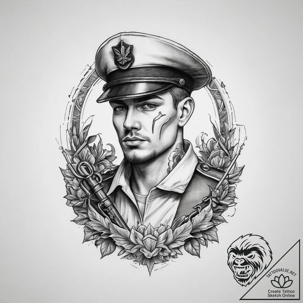 Tattoo sketch soldier with a key, tattoo sket... - tattoo sketch (№1759693859_0, 05.10.2025 19:50) — tattoovalue.net