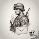 Tattoo sketch soldier with a letter, artistic… – tattoo sketch (№1759695170_0, 05.10.2025 20:12) — tattoovalue.net