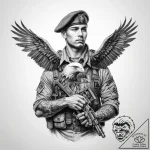 Tattoo sketch soldier with an eagle – tattoo sketch (№1759695821_0, 05.10.2025 20:23) — tattoovalue.net