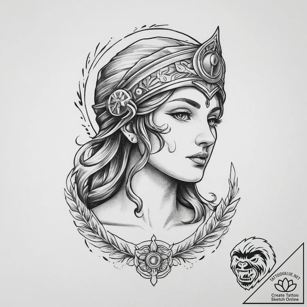 Tattoo sketch greek goddess athena, tattoo dr... - tattoo sketch (№1759696475_0, 05.10.2025 20:34) — tattoovalue.net