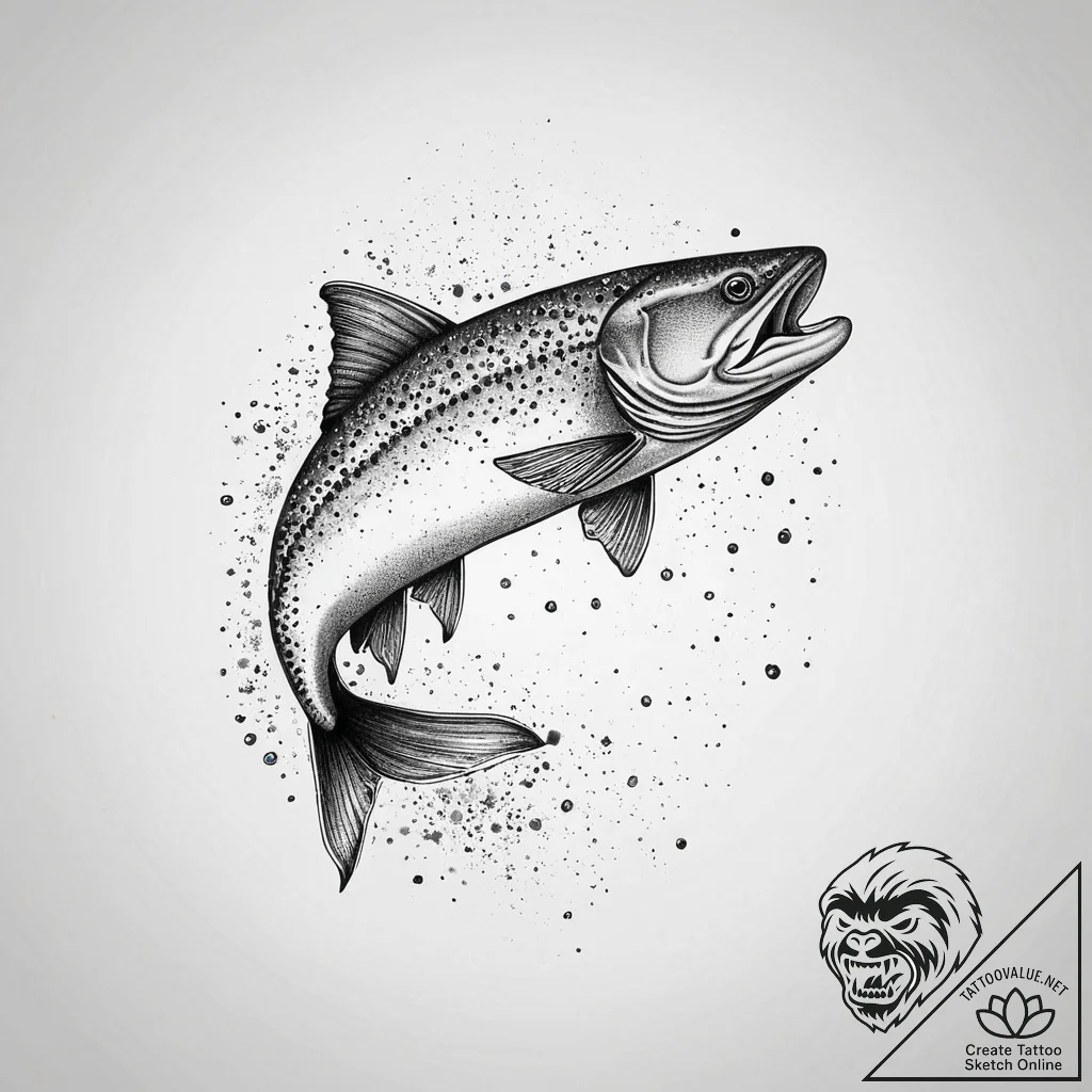 Tattoo sketch puns a trout that says "i'm a t... - tattoo sketch (№1759697563_0, 05.10.2025 20:52) — tattoovalue.net