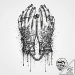 Tattoo sketch hands with a chain, ink illustr… – tattoo sketch (№1759699310_0, 05.10.2025 21:21) — tattoovalue.net