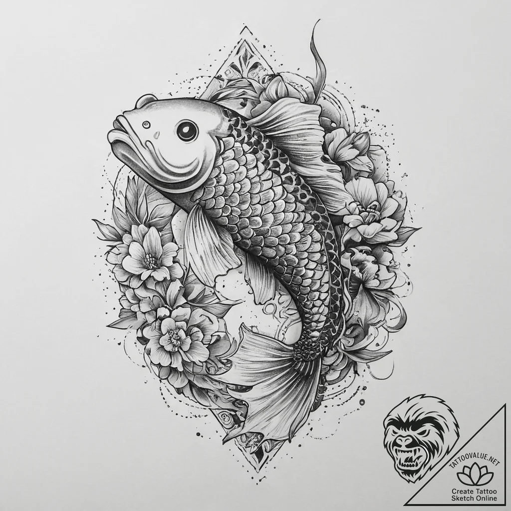 Tattoo sketch japanese koi fish, concept art... - tattoo sketch (№1759702570_0, 05.10.2025 22:16) — tattoovalue.net