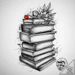 Tattoo sketch writer stack of books, artistic… – tattoo sketch (№1759702790_0, 05.10.2025 22:19) — tattoovalue.net
