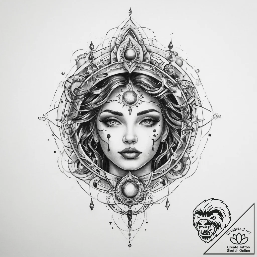 Tattoo sketch cosmic legend - tattoo sketch (№1759703674_0, 05.10.2025 22:34) — tattoovalue.net
