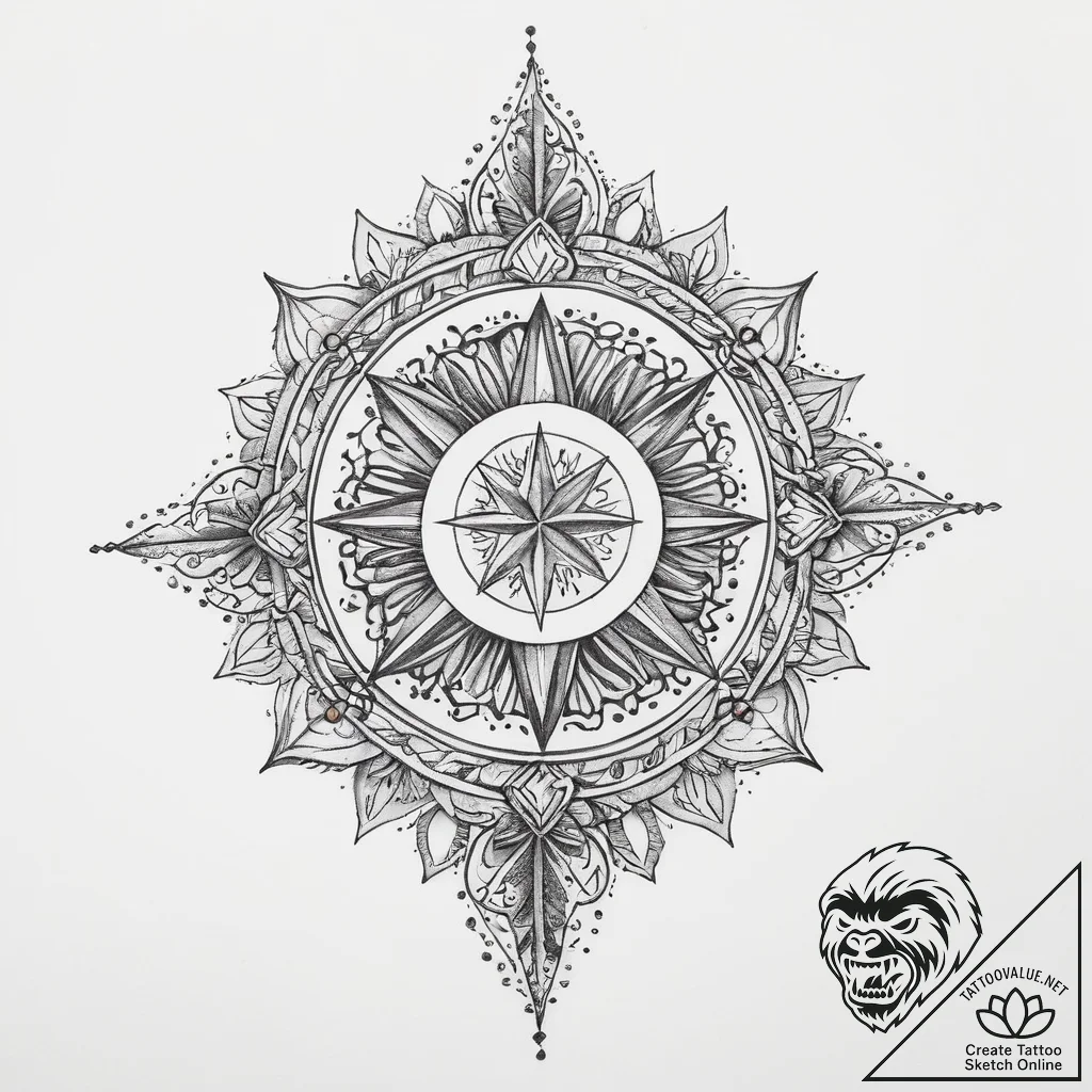Tattoo sketch slavic spiral with a star, tatt... - tattoo sketch (№1759703891_0, 05.10.2025 22:38) — tattoovalue.net