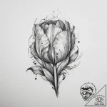 Tattoo sketch tulip with a quote, ink illustr… – tattoo sketch (№1759705200_0, 05.10.2025 23:00) — tattoovalue.net