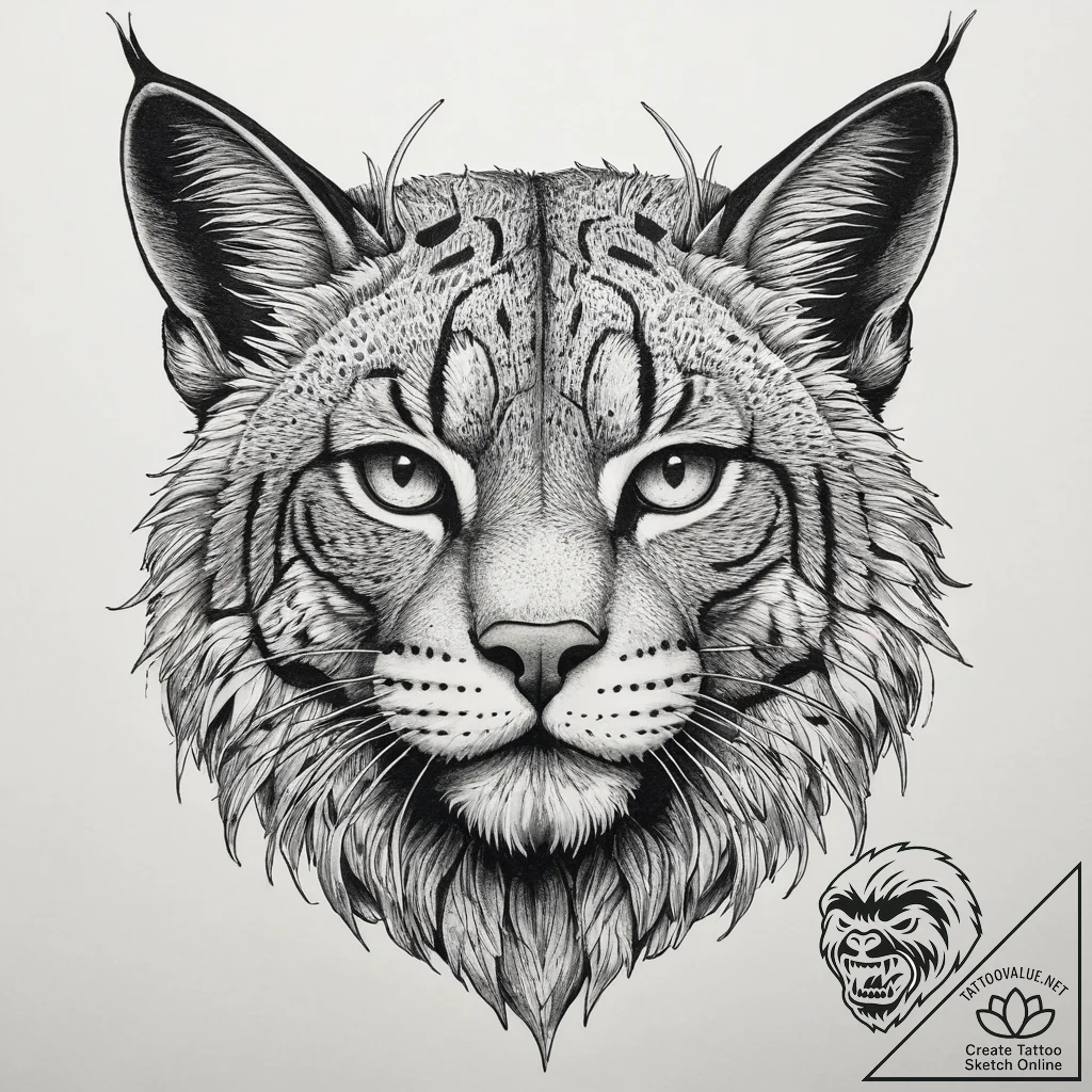 Tattoo sketch bobcat, ink illustration for ta... - tattoo sketch (№1759706528_0, 05.10.2025 23:22) — tattoovalue.net