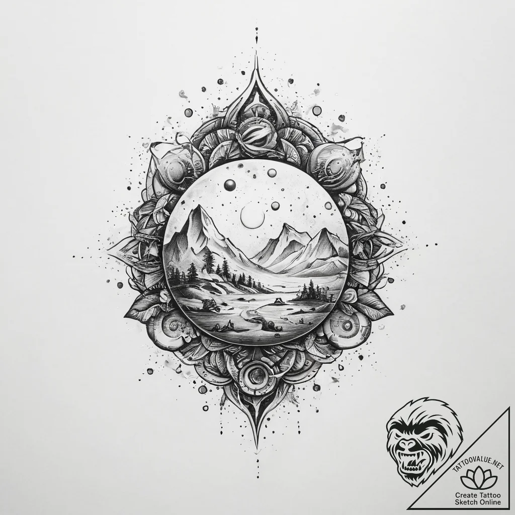 Tattoo sketch cosmic soil - tattoo sketch (№1759708471_0, 05.10.2025 23:54) — tattoovalue.net