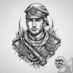 Tattoo sketch soldier with a knot, ink illust… – tattoo sketch (№1759711296_0, 06.10.2025 00:41) — tattoovalue.net