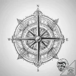 Tattoo sketch historical book with a compass – tattoo sketch (№1759711731_0, 06.10.2025 00:48) — tattoovalue.net