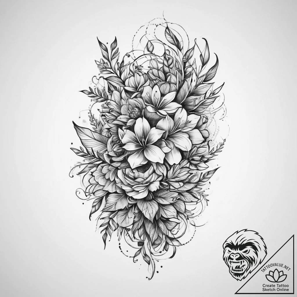 Nature & flora, tattoo drawing outline, new s... - tattoo sketch (№1759712630_0, 06.10.2025 01:03) — tattoovalue.net