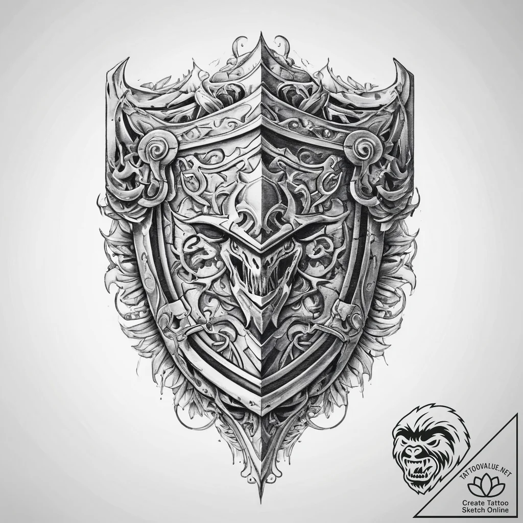 Tattoo sketch shield - tattoo sketch (№1759715479_0, 06.10.2025 01:51) — tattoovalue.net