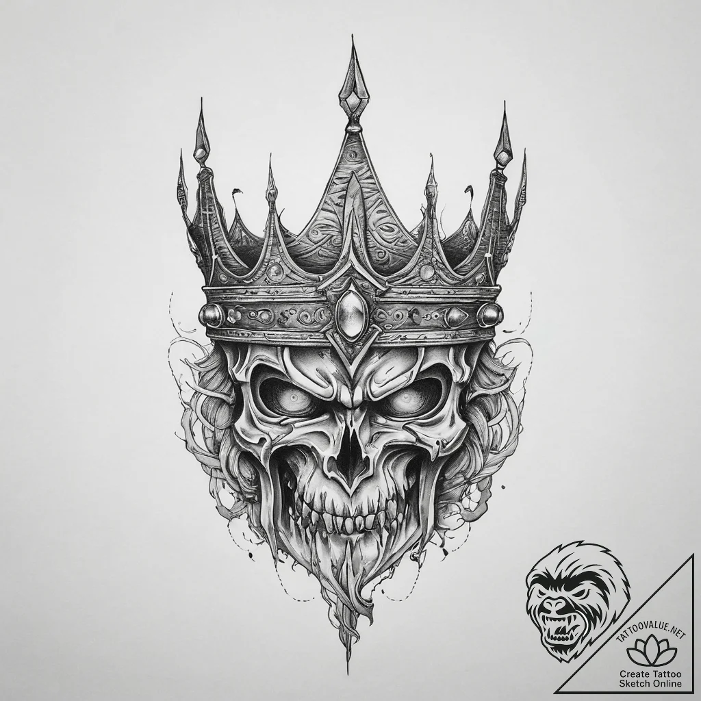 Tattoo sketch lich king crown, ink illustrati... - tattoo sketch (№1759715695_0, 06.10.2025 01:54) — tattoovalue.net