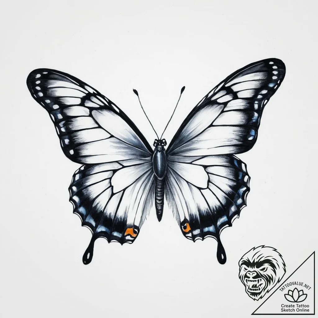 Tattoo sketch watercolor butterfly - tattoo sketch (№1759717424_0, 06.10.2025 02:23) — tattoovalue.net