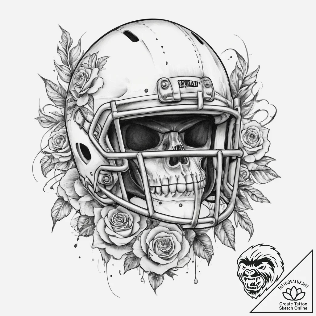 Tattoo sketch football helmet with a number,... - tattoo sketch (№1759717640_0, 06.10.2025 02:27) — tattoovalue.net