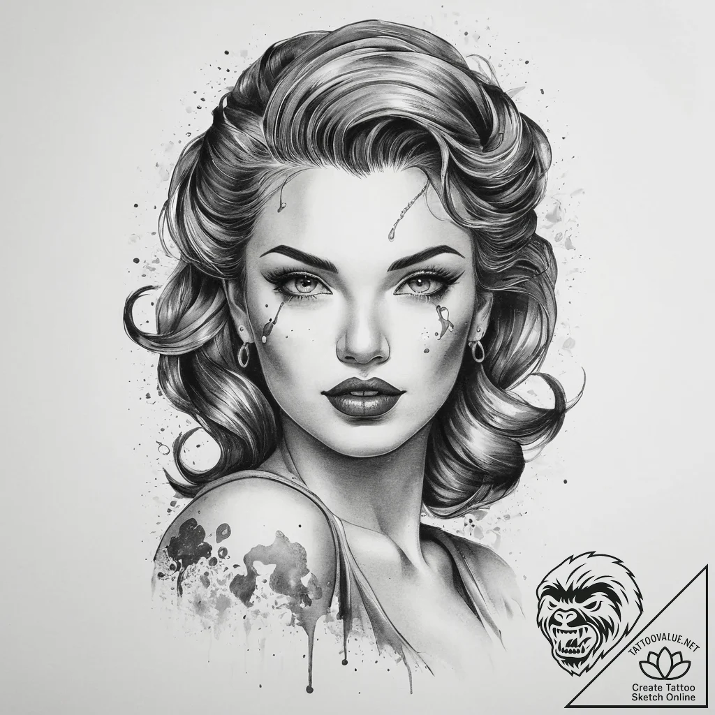 Tattoo sketch pin-up girl, tattoo sketch desi... - tattoo sketch (№1759720686_0, 06.10.2025 03:18) — tattoovalue.net