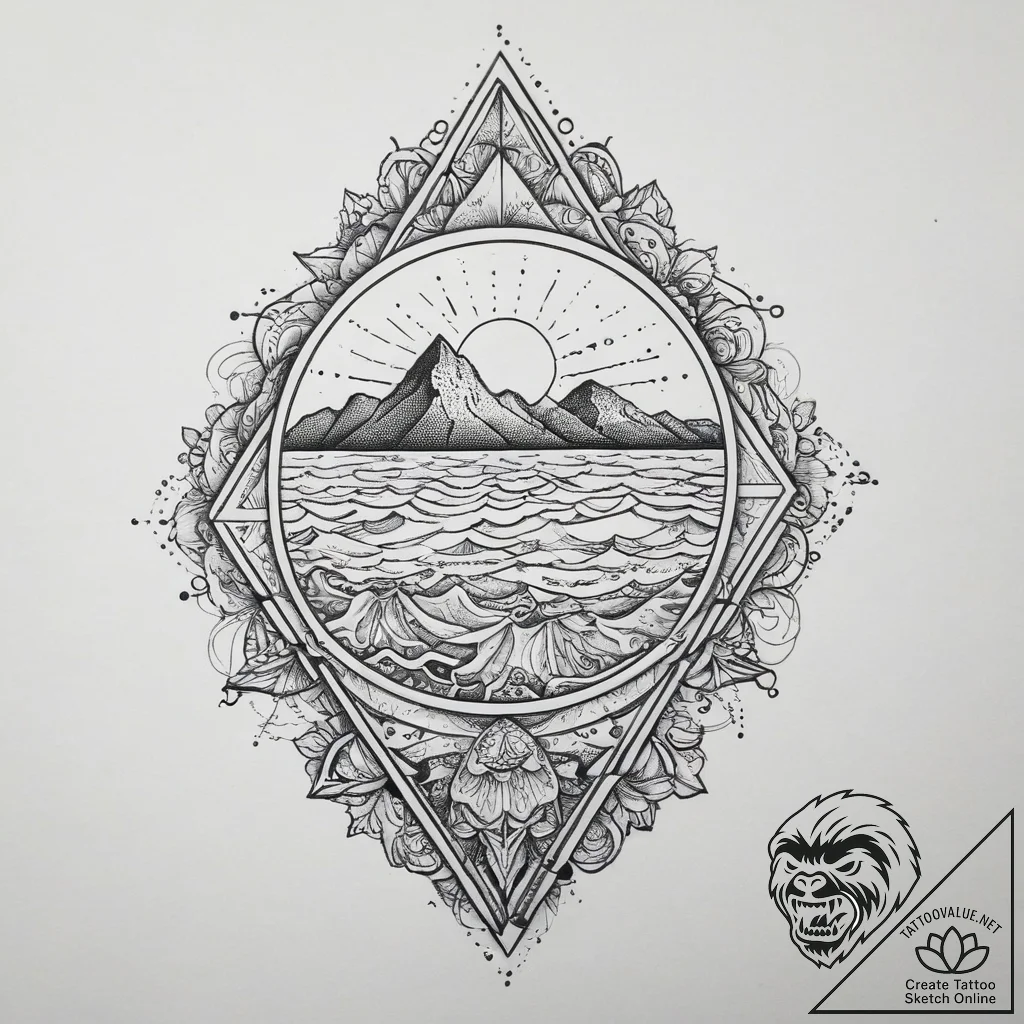 Tattoo sketch ocean, tattoo drawing outline,... - tattoo sketch (№1759721118_0, 06.10.2025 03:25) — tattoovalue.net