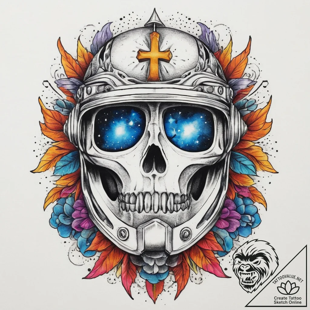 Tattoo sketch cosmic helmet, tattoo flash she... - tattoo sketch (№1759721983_0, 06.10.2025 03:39) — tattoovalue.net