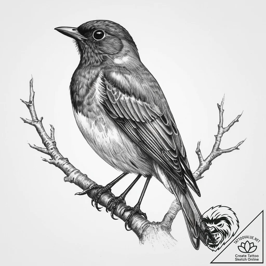 Tattoo sketch american robin, tattoo drawing... - tattoo sketch (№1759722199_0, 06.10.2025 03:43) — tattoovalue.net