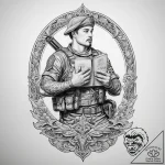 Tattoo sketch soldier with a book, tattoo dra… – tattoo sketch (№1759724160_0, 06.10.2025 04:16) — tattoovalue.net
