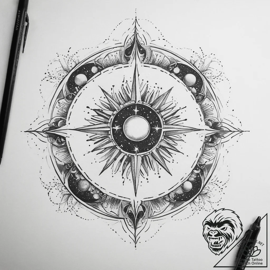 Tattoo sketch holy cosmos - tattoo sketch (№1759724809_0, 06.10.2025 04:26) — tattoovalue.net