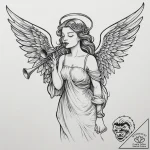 Tattoo sketch angel with trumpet, tattoo flas… – tattoo sketch (№1759725461_0, 06.10.2025 04:37) — tattoovalue.net