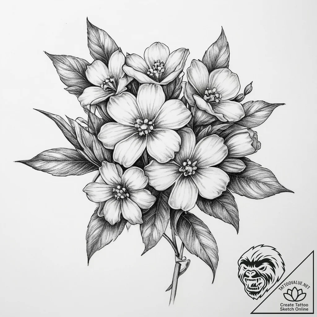 Tattoo sketch forget-me-not flower - tattoo sketch (№1759726331_0, 06.10.2025 04:52) — tattoovalue.net