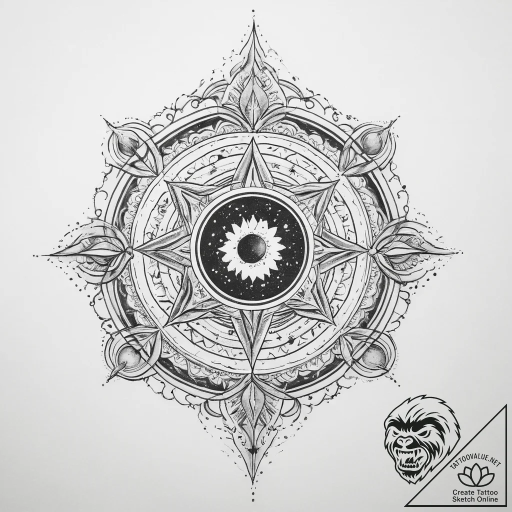 Tattoo sketch cosmic representation - tattoo sketch (№1759726563_0, 06.10.2025 04:56) — tattoovalue.net
